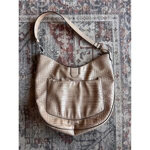Unbranded Womens Faux Leather Hobo Bag Shoulder Bag Tan Beige Faux Croc Purse